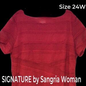 SIGNATURE BY SANGRIA WOMAN Red Netting & Lace Dress Size 24W